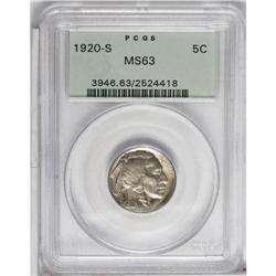 1920-S 5C MS63 PCGS. Certified in a green label holder 