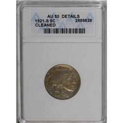 1921-S 5C --Cleaned--ANACS. AU50 Details. A sharp and g 