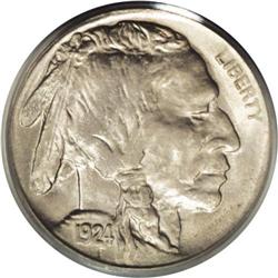 1924 5C MS66 PCGS. Soft, frosted mint luster emanates 