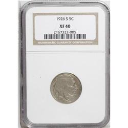 1926-S 5C XF40 NGC. A pretty olive-gray example of thi 