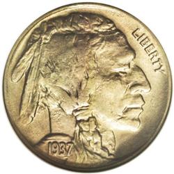 1937-D 5C Three-Legged MS63 NGC. FS-020.2. A gunmetal- 