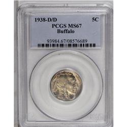 1938-D/D 5C Buffalo MS67 PCGS. RPM-2. Pale orange toni 