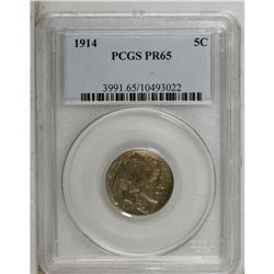 1914 5C PR65 PCGS. Streaks of amber, olive, and ice-bl 