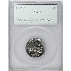 1937 5C PR66 PCGS. Ice-blue and salmon-pink hues grace 