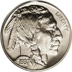 1937 5C PR67 PCGS. Ice-blue and peach tints adorn this 