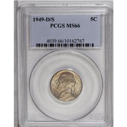 1949-D/S 5C MS66 PCGS. FS-032. Nicely struck with grea 