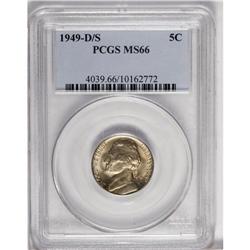 1949-D/S 5C MS66 PCGS. FS-032. Medium honey-gold tonin 