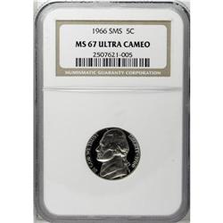 1966 5C SMS MS67 Ultra Cameo NGC. Traces of ice-blue t 