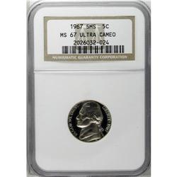 1967 5C SMS MS67 Ultra Cameo NGC. A hint of gold tonin 