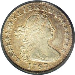 1797 H10C 16 Stars AU55 PCGS. V-3, LM-3, R.5. Lovely o 