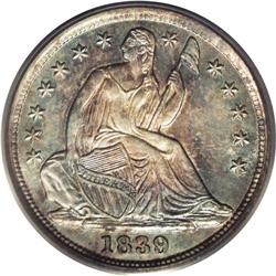 1839 H10C No Drapery MS66 PCGS. V-2. Much scarcer than 
