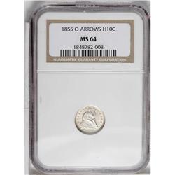1855-O H10C Arrows MS64 NGC. Pale rose-gold patina app 