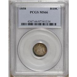 1858 H10C MS66 PCGS. Dollops of amber, gold, and russe 