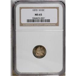 1870 H10C MS65 NGC. The red and orange patina that dom 
