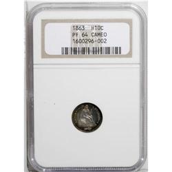 1863 H10C PR64 Cameo NGC. Lovely aquamarine, gold, and 