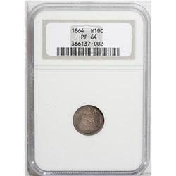 1864 H10C PR64 NGC. Deep orange, lavender, and navy-bl 