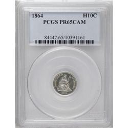 1864 H10C PR65 Cameo PCGS. Delicate champagne toning g 