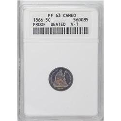 1866 H10C PR63 Cameo ANACS. V-1. Beautiful ocean-blue 
