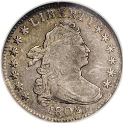 1802 10C AU55 NGC. JR-4, R.4. Rich golden-brown and do 