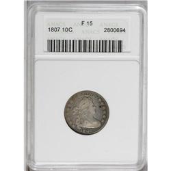 1807 10C Fine 15 ANACS. JR-1, R.2. Red, blue, and gold 