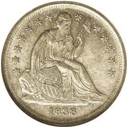 1838 10C Large Stars MS66 NGC. Greer-106. A die flaw i 