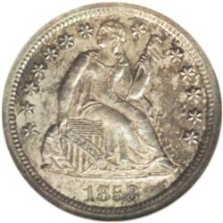 1858-S 10C MS61 ANACS. Fortin-102. The pendant is cent 