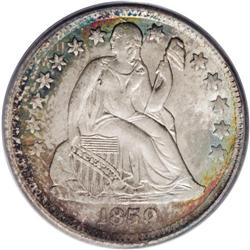 1859 10C MS66 PCGS. Just 430,000 Seated dimes were pro 
