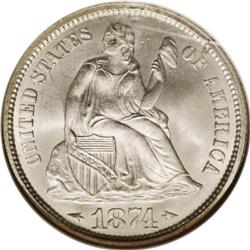 1874 10C Arrows MS67 NGC. The weight of minor silver c 