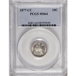 1877-CC 10C MS64 PCGS. An attractive and essentially u 