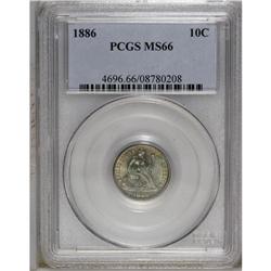 1886 10C MS66 PCGS. An exceptionally lustrous piece th 