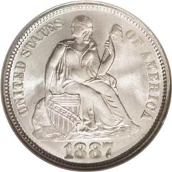 1887 10C MS68 S NGC. This is a common date in an abso 