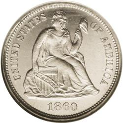 1860 10C PR67 Cameo NGC. 1860 marked the debut of the 