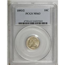 1893/2 10C MS63 PCGS. The horizontal bottom stroke of 