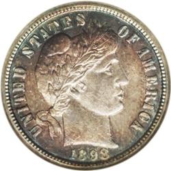 1898-O 10C MS65 NGC. An important condition rarity, th 