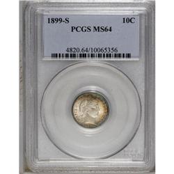 1899-S 10C MS64 PCGS. Azure and gold crescents appear 