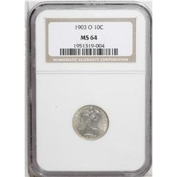 1903-O 10C MS64 NGC. Choice and solidly struck with de 
