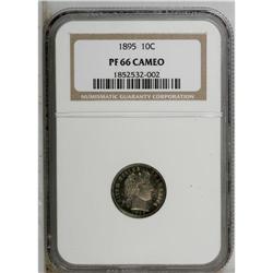1895 10C PR66 Cameo NGC. Lush, attractive toning in sh 