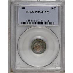 1900 10C PR66 Cameo PCGS. The moderate mirrors and sta 