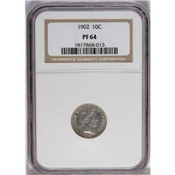 1902 10C PR64 NGC. Moderate contrast is noted on each 