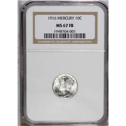 1916 10C MS67 Full Bands NGC. A crisply struck silver- 