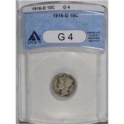 1916-D 10C Good 4 ANACS. A well-circulated example of 