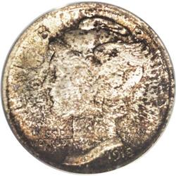 1918-D 10C MS64 Full Bands PCGS. Mottled russet and am 