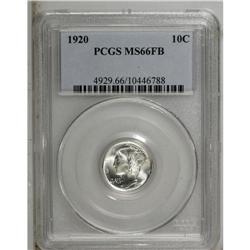 1920 10C MS66 Full Bands PCGS. A thickly frosted silve 