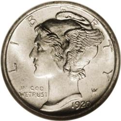 1920-D 10C MS65 Full Bands NGC. Crisply detailed with 