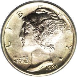 1920-S 10C MS64 Full Bands PCGS. The charming, lustrou 