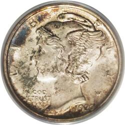 1920-S 10C MS65 Full Bands PCGS. Splashes of orange, r 