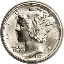 1924-S 10C MS64 Full Bands PCGS. A lovely near-Gem, un 