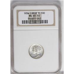 1934-D 10C MS65 Full Bands NGC. A satiny Gem that spor 