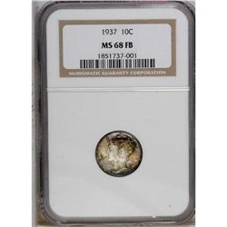 1937 10C MS68 Full Bands NGC. The reverse is light sil 