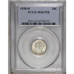 1938-D 10C MS67 Full Bands PCGS. A highly lustrous and 
